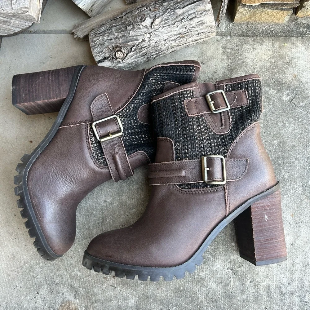 Chinese Laundry Layla‎ women’s metallic ankle two toned brown boots Sz-8.5 H